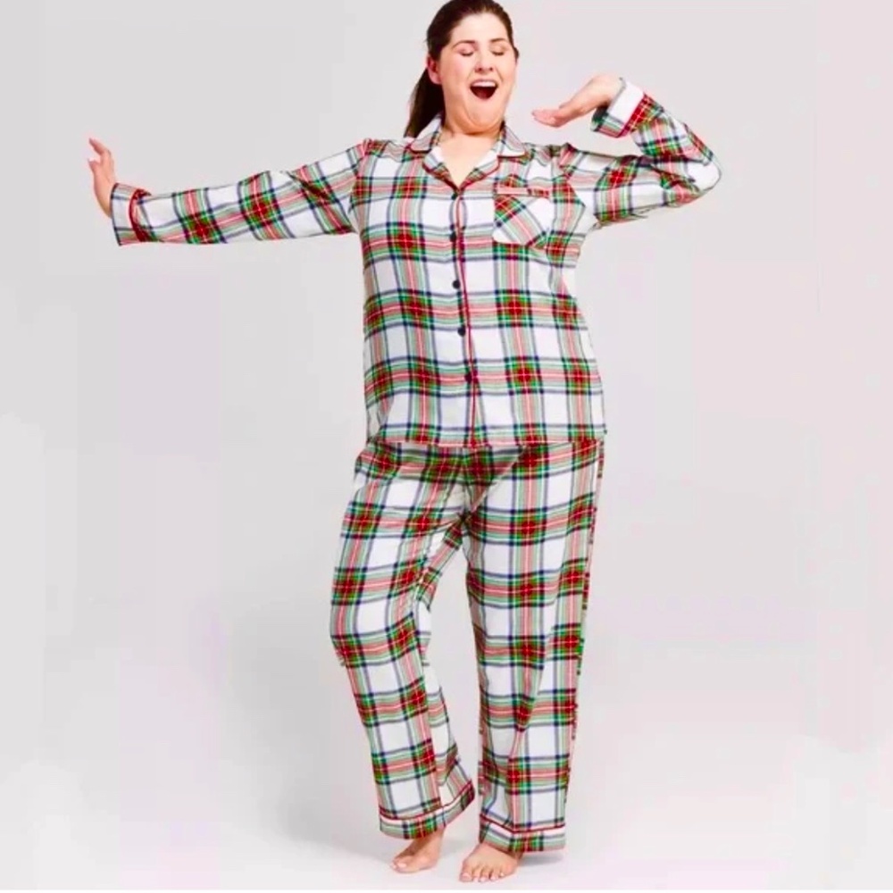 WONDERSHOP PLUS SIZE PLAID FLANNEL 2 PIECE SLEEP PIJAMA SET